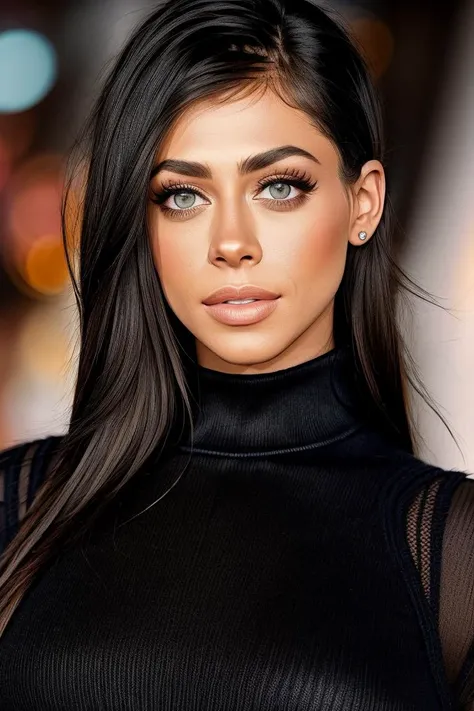 a photo of d4rby3l1s3, a woman (wearing a turtleneck jumper), on a premiere movie event, standing on the red carpet, (focus on face:1.2), (masterpiece:1.2), (photorealistic:1.2), (bokeh), (best quality), (detailed skin:1.2), (intricate details), (8k), (HDR), (cinematic lighting), (sharp focus), (close-up:1.2)