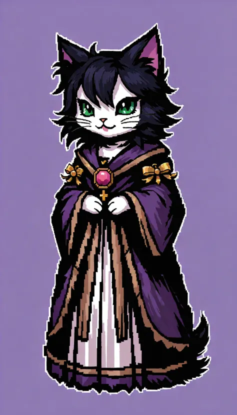 <lora:crayons_v1_sdxl:0.5> <lora:DarkestDungeonSDXL:0.5> ddstyle (masterpiece, illustration, high resolution:1. 3), Prepare to be delighted by the nostalgic charm of a pixel art kitty, crafted with love and care in an enchanting 8-bit style. This beautiful and cute kitty comes to life in the pixelated realm, capturing the essence of classic video games. Every pixel is carefully placed, showcasing the intricacies of the kitty's adorable features. Its endearing presence, rendered in charming simplicity, evokes a sense of warmth and joy. Get ready to immerse yourself in a world of retro aesthetics, as this pixel art kitty takes you on a whimsical journey through the enchanting realms of 8-bit wonder.