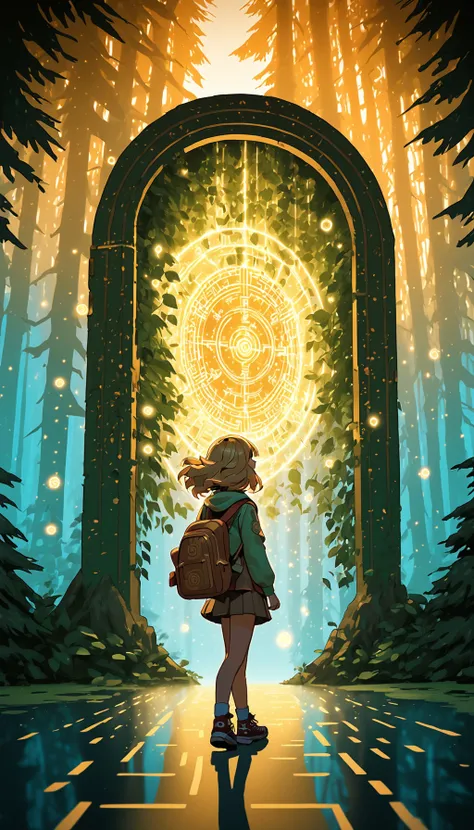 <lora:SDS_Contrast-tool_XL:0.5> <lora:DarkestDungeonSDXL:0.5> ddstyle (masterpiece, illustration, high resolution:1. 3), cute girl, (((lofi))), ((best quality)), ((masterpiece)), (hyper detailed) golden hour, anime, fantasy, knocking to the heavens door, sky, realistic, light particles, clouds, magic circle, glyph, magic runes, outdoors, on the background a forest of electric trees, glowing with circuit-patterned leaves (dreamy illustration:1.2) (calm and serene:1.3) (soft, muted colors:1.2) (gentle lighting:1.2) (tranquil night:1.1)