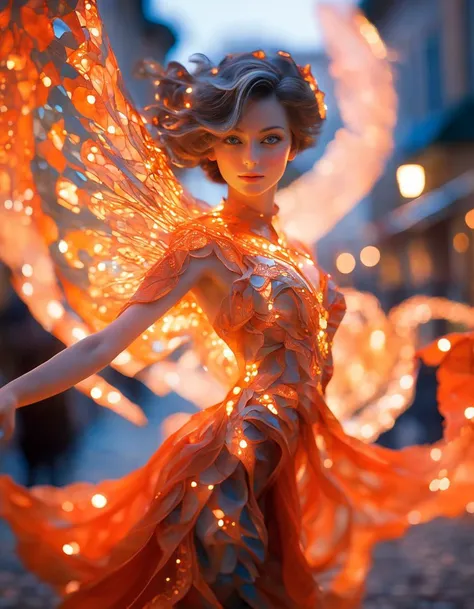 beautiful women,dynamic pose, (art by Maurice Prendergast:1.1) , (art by Tyler Rayburn:1.2) , RAW photo, Long exposure of a Female Fremen, torn costume, ultrafine detailed, specular lighting, F/8, Swirling Cobblestone, Pearlescent and fluorescent orange fractal art, dslr, (masterpiece,best quality:1),(8k,raw photo,photo realistic:1)