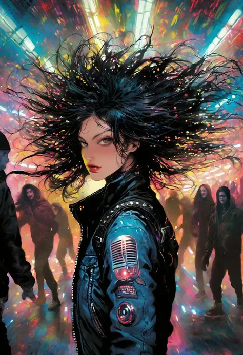 Positive prompt:
grunge style Amidst the dimly lit pulsing lights and throbbing beats of an underground rave, sofiaboutella woman, a striking figure emerges - a fierce woman clad in a full graphic bodysuit and jeans, her muscular form illuminated by strobes, Her face contorted into a snarl as she releases her primal energy through intricate dance moves, each step a testament to her raw power, the music seemingly enveloping her, her spiky black hair whips around wildly, adding to the ferocity of her presence, thick with tension and excitement, she embodies the essence of unbridled passion and rebellious spirit, muted colors, high contrast, Style of Emmanuel Shiu, Realistic and detailed rendering, . textured, distressed, vintage, edgy, punk rock vibe, dirty, noisy