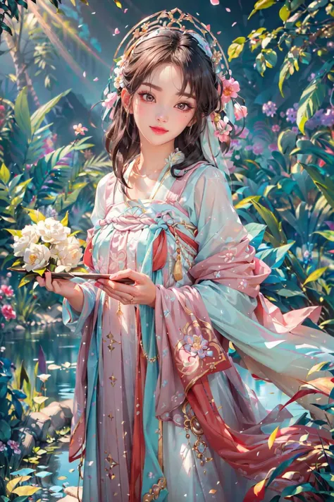 <(best quality, extremery best quality, masterpiece:1.4), (realistic, intricate details:1.4), (photorealistic:1.4), (extremely intricate:1.4), highres, ultra highres, ultra-detailed, absurdres, incredibly absurdres, extremely detailed, high quality, high resolution, hyperrealistic, ultra-realistic, hyper-detailed, top quality, best, fine detail, massive detail, Highly detailed, extreme detailed, highest detailed, high-res, absolutely resolution, reflection, (refraction:1.4), (hyperrealism:1.4)>, BREAK, 1girl, solo, looking at viewer, (young cute beautiful 18-year-old girl:1.4), 3d face, (hand of Guido Daniele:1.4), beautiful girl, Beautiful face, pretty, girlface, kpop idol,  supermodel, stunning innocent symmetry face, perfect body, medium breast, slim waist, slim legs, (high detailed skin:1.5), glowing eyes, goddess, natural skin texture, shiny skin, White skin, Beautiful detailed face, detailed face, real skin texture, cute delicate face, finely detailed face, golden ratio, golden ratio face, expressive eyes, perfect face, perfect skin, flawless face, clear face, shiny hair, pale skin, Proper body proportion, perfect anatomy, realistic skin texture, luscious lips, glossy lips, natural makeup, beautiful bright pupils, slender figure, intricate eyes, detailed pupils, detailed face and eyes, longeyelashes, blush, good hand, perfect hands, pretty face, beautiful female bodies, finely detailed skin, oily shiny skin, clean facial features, an extremely delicate and beautiful, cute & girly, beautiful detailed eyes, stars in the eyes, detailed simmetric eyes, perfect smooth skin texture, BREAK, (((((standing, (hanfu, tang style, tang style outfits, pink upper shan, pink chest pleated skirt, red with pink waistband, red pibo:1.4), (smile, Pink hair, Pink eye, long hair, Pink eyelashes, Pink lips, Pink lip colour, Eyes glowing Pink, flat bangs, pink fluffy bunny:1.5), (night, Night time, moon light, sky, landscape, aurora borealis, stars, outdoors, Chinese, Pink fireworks, Sakura tree background:1.4), (lake background, mountains, full moon background, night lake shore, river, forest, chinese style countryard, lanterns, pond,  cobblestone pathway,   building pavilion, chinese buildings, moutains, misty lake, ancient chinese background, puddle, after the rain, petals falling, wet grass and trees, flower sea, in a meadow, waterfall, breeze, flying splashes, flying petals, leaves, bloom, bloom effect, surrounded by heavy floating petal flow, petal, Pink butterfly, flower, detailed beautiful grassland with petal, flowers, plants, Pink rose, many Pink roses, leaves falling from the tree, dust is drifting, ethereal, scenery, nature, mysterious background:1.4), (iridescent colors, Iridescence, blush, mysterious, fantasy background, fantasy, open mouth:1.2), (fog, wind:1.2), (Luminescent Particles:1.3), (fullbody:1.2), (eye focus, face focus, character focus, close-up face:1.2), (dutch angle, cowboy shot:1.3), colorful refraction)))), BREAK, <watercolor, available light, detailed light,  volumetric fog,  beautiful lighting,  Rembrandt lighting,  Cinematic, pixel art,  game art,  key visual,  surreal,   PBR Texturing,   Anisotropic Filtering, Maximum Clarity And Sharpness, Albedo And Specular Maps, Multi-Layered Textures, Surface Shading, Sub-Pixel Convolution,  Sub-Pixel Convolution,  Accurate Simulation Of Light-Material Interaction, blurry foreground, broad light, volumetric light effect, matte painting, perfectly defined features, volumetric lighting, Tone Mapping, Lumen Reflections, Global illumination, Ray Tracing, Screen Space Global Illumination, Accent Lighting, 32k, Natural Lighting, volumetric, cinematic masterpiece, Rule of thirds, high dynamic range, Multi-exposure HDR capture, cinematic render, game cg cinematic, atmospheric perspective, movie scene, epic dynamic frame, motion blur, ((cinematic look, Film look)), rim light, 4k textures, adobe lightroom, photolab, insane details, hyperdetailed, exposure blend, professional color grading, professional color correction, aerial perspective, particles and dust in beams of light, cinematic scene, dynamic lighting, sharp details, lomography, soft focus, light leaks, bold hues, atmospheric depth, (explosive light and shadow:1.2), aesthetics, intricate designs, ultra realistic digital art, (zentangle, mandala, tangle, entangle), (fractal art), elegant, vivid colours, floating particles, particles, dramatic, epic, (ink drawing, oil painting detailed), (dramatic lighting:1.2), RAW, huge filesize, extremery detailed CG, Photo, 8k uhd, cinematic atmosphere, trending on artstation, award-winning glamour photograph, highly detailed photo, official art, beautiful and aesthetic, unity 8k wallpaper, beautiful, highly detailed CG illustration, best illustration, intricate, Amazing, emotional, analog, painting, digital painting, concept art, Oil Painting, illustration, Classical art, Renaissance, Romanticism, Neoclassicism, Color Palette, depth and contrast, Vibrant colors, saturated, rich saturation, color harmony, vivid palette, concept-art, design style, detail character, concept render, colorful, analog photography, dreamy atmosphere, specular highlights, atmospheric lighting, (dynamic angle, dynamic pose :1.3), (shiny, clothes reflecting light, lens flare, bloom effect, light particle, lens glare:1.3), realistic lighting, cinematic light, (cinematic lighting), light in the face, soft lighting, saturated colors, detailed background, sharp focus, 8k high definition, perspective, Master Composition, roughness, post-processing, soft shadows, realistic shadows, ambient occlusion, ray-tracing, subsurface scattering, photon mapping, physically-based rendering, octane rendering, unreal engine 5, ue5 rendering, Adobe After FX, dslr, RTX, Best character details, radiosity, sharp, antialiased, RAW photo, HDR, 8k, 4k, (((Photographed by Roger Deakins, using a RED Monstro 8K VV camera and a series of high-end lenses))), ((Hasselblad photography)), (film grain:1.4), Kodak portra 400, ((Fujifilm X-T5)), professional photograph, depth of field, caustics, Broad lighting, diffuse lighting, rim lighting, two tone lighting, textile details, visible pores, high resolution scan, professionally color graded, photographic reality, automatic white balance, best lighting, detailed shadow, high contrast, strong light and shadow>, (PureErosFace_V1:0.5), (ulzzang-6500:1), <lora:epiNoiseoffset_v3:0.05>, <lora:add_detail:0.1>,  <lora:hanfuTang_v35:0.8>,  <lora:zhongfenghuaxiyou-000018:0.05>, zhongfenghua