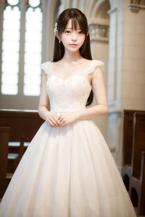 (yurisa:1.5),best quality,original,1girl, solo,extremely delicate and beautiful,(masterpiece:1.4),(best quality:1.4),looking_at_viewer,wedding dress,cathedral,