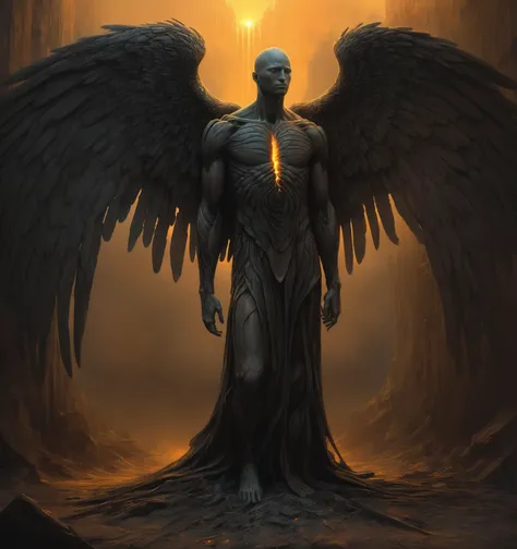 (digital artwork by Beksinski) a young man who sees an angel falling from heaven with broken wings and tries to help him by repairing the wings of an angel, an angel cries, a warm gentle atmosphere, a high-quality cinematic frame, cyberpunk style, muted colors, in the background a huge sculpture in the shape of a broken heart with a bright amber glow from the inside, a feeling of love everywhere <lora:sdxl_lora_beksinski-000010:0.5> , Professional, inviting, well-lit, high-resolution, property-focused, commercial, highly detailed, LegendDarkFantasy, <lora:LegendDarkFantasy-000001:0.7>