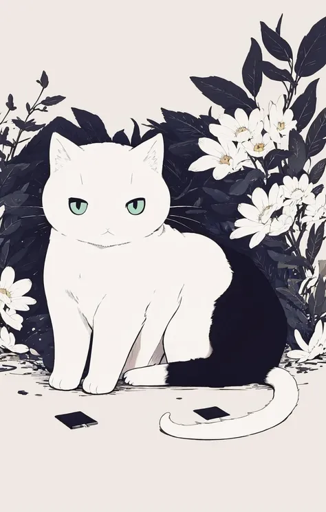 masterpiece, <lora:cat:0.8>,white cat:1.2,white background,blue ink:1