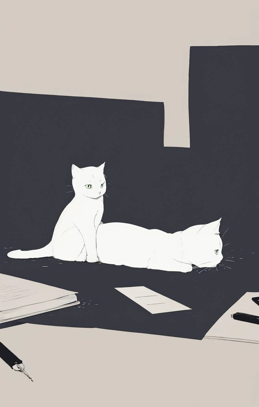 masterpiece, <lora:cat:0.8>,white cat:1.2,white background,blue ink:1
