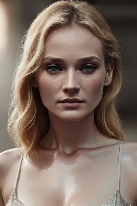 closeup photo of (CR-DianeKrug3r-frankyfrank2k:0.95) as (young:1.0) woman, (oiled shiny skin:1.0), (tilted angle shot:1.0), (tilted head pose:1.0),
(8k uhd:1.0), (best quality:1.0), (masterpiece:1.0), (sharp focus:1.0), (mono color backdrop:1.0),