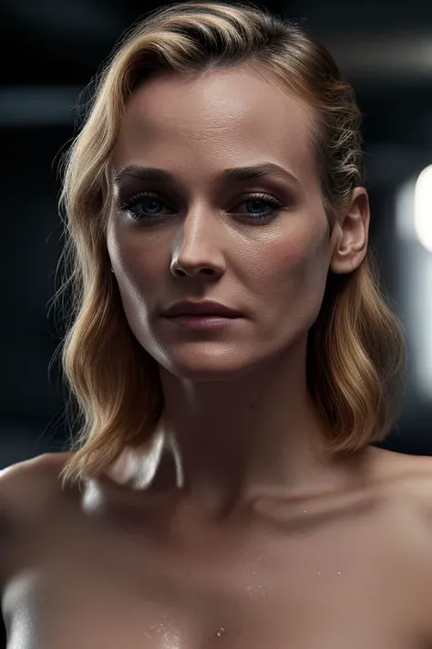 (closeup:1.1) photo of (CR-DianeKrug3r-frankyfrank2k:0.95) as (young:1.0) woman, (oiled shiny skin:1.1), (tilted angle shot:1.1), (tilted head pose:1.1), (slick undercut:1.2) hair,
(8k uhd:1.0), (best quality:1.0), (masterpiece:1.0), (sharp focus:1.0), (mono color backdrop:1.0),