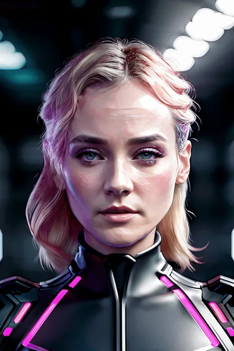 dianeKr1 in cyber neon lighting, futurism, intricate futuristic jewelry accessories, cyberpunk glossy white latex turtleneck, hyper photorealistic, crispy quality, digital photography, trending in artstation, trending in pinterest, cinematic, 4 k ultra hd, art by pascal blanche, art by greg rutkowski
