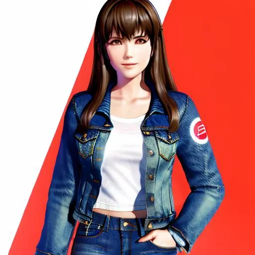 <lora:doa_hitomi:0.9> hitomi, denim jacket, sexy, feminine, jeans, denim