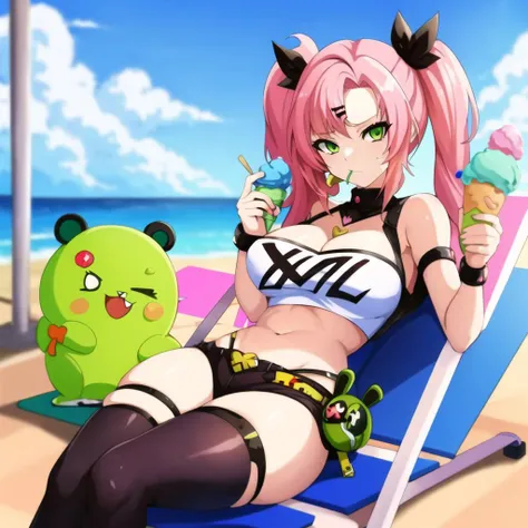 anime drawing of NicoleDemaraZZZ with pink_hair and green_eyes,
high contrast, high saturation, <lora:epiNoiseoffset_v2:0.6>,

hote,
pool,
sitting on sun chair,
eating icecream,

<lora:NicoleDemaraZZZ:1.0>,