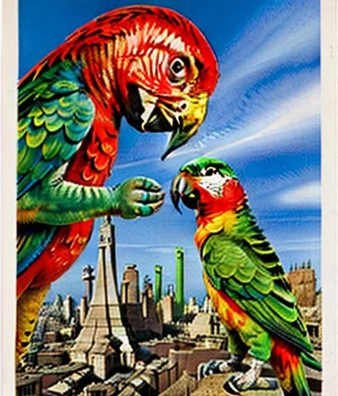 <lora:pachi:0.7>, parrot, star wars, city, futuristic