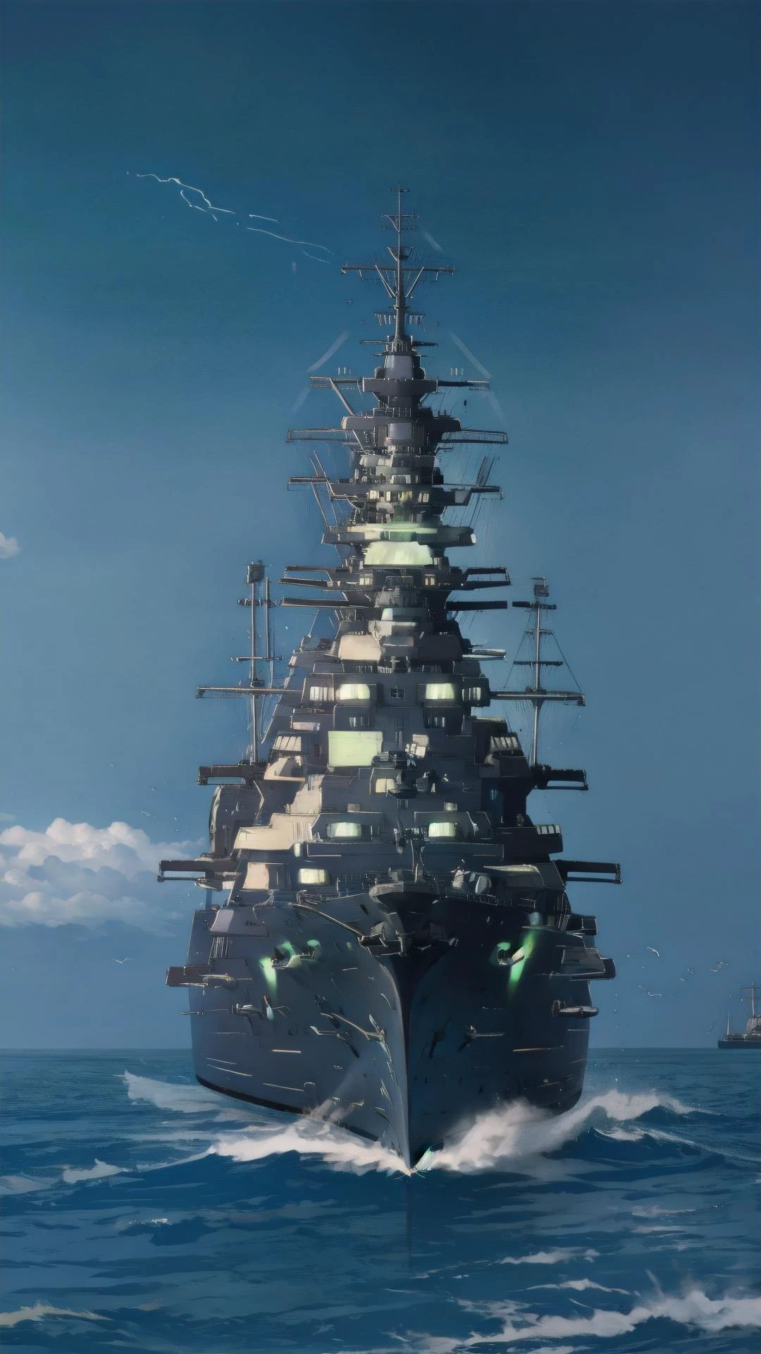 <lora:Necron_Architecture:0.6> Necron Architecture, electricity, green glow, green theme, BREAK, <lora:Bismarck_Battleship:0.8> (bismarck, warschip, battleship, ship:1.15), BREAK, Pride of a nation, a beast made of steel,
Bismarck in motion, king of the ocean, BREAK, masterpiece, best quality, extremely detailed, highly quality, 4k, sharp focus, professional, sharp focus, award winning, cinematic lighting, octane render, unreal engine, volumetrics dtx, Wallpaper,