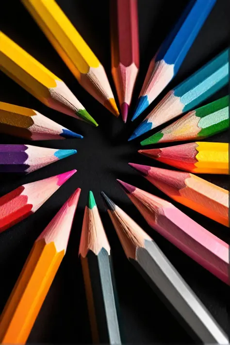 brightly colored pencils arranged in a circle on a black background, beautiful iphone wallpaper, coloring pages, war of colorss, color vintage, uhd hyperdetailed photography, coloring book page, photo courtesy museum of art, detailed photo 8 k, mid closeup, happy color