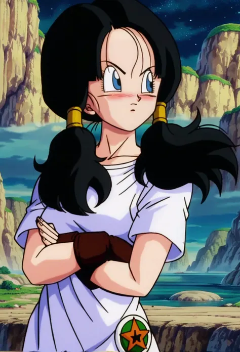 score_5, score_6, score_7, score_9, score_8_up, source_anime, pokemon, anime screencap, <lora:Shintani_Style>, BREAK,
videldbz, raised eyebrows, 1girl, solo, long hair, blue eyes, black hair, white shirt, cowboy shot, long shirt, twintails, short sleeves, outdoors, sky, cloud, water, star \(symbol\), night, crossed arms, star \(sky\), night sky, brown gloves, starry sky, blush, looking to the side, wind, fingernails, badge, eyelashes
<lora:Videl_pony_v1:0.8>