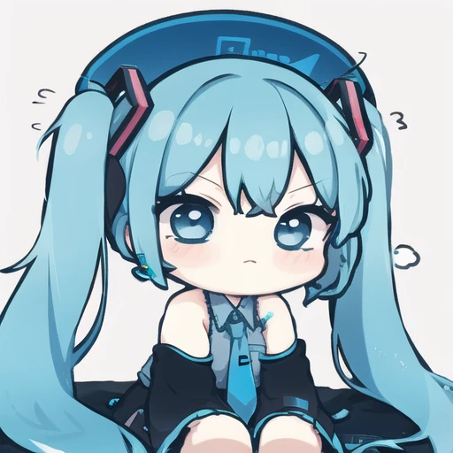 Single , school uniform, blue hair, dark blue hair, ahog, ji cut, long hair, hair, blindfold, horn, hair pod, goggles, panda ears, open mouth, grin, nosebleed, verbal invitation, character graph, movement graph, negative space, three-sided view, multi-view, rococo style, blind box toy style, pixar, 8k, best quality, award-winning, high resolution, high quality, textured skin, masterpiece
