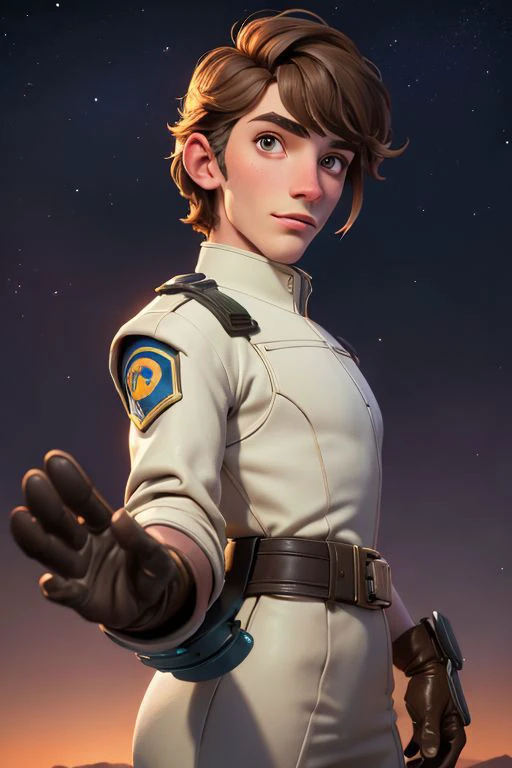 <lora:breen_lora:0.8>, breen, medium shot, digital art illustration of a breen man, wearing breen uniform and breen mask, light brown gloves, centered subject, waving hello, outside, location surface of an alien planet, stars in sky, nebula, night time, artstation, pixiv, highly detailed, 8k, outdoors