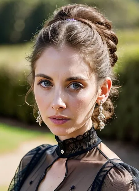 A stunning intricate color close up portrait of (sks woman:1) , wearing Peplum blouse and pencil skirt, epic character composition, sharp focus, natural lighting, subsurface scattering, f2, 35mm, film grain, , by Jimmy Nelson, <lora:lora-small-alison-brie-v1:1>