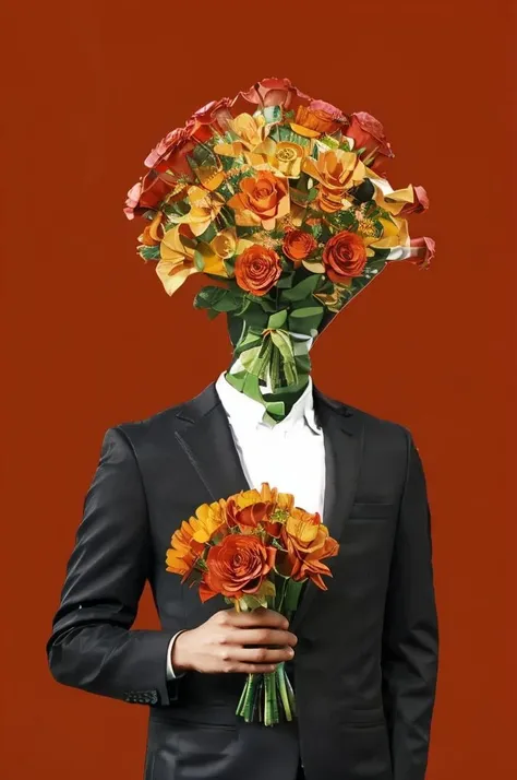 simple_background, shirt, 1boy, jacket, upper_body, male_focus, collared_shirt, leaf, formal, suit, bouquet, holding_bouquet, orange_flower, object heads, flower as head <lora:ob head:1>
flower,<lora:flower_20230708130319:1>