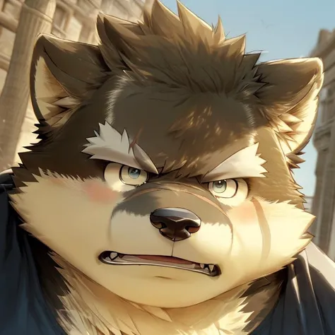 solo, male, highly detailed, ((detailed face, (detailed eyes:1), detailed)),(very angry), looking at viewer,portrait, close-up,(digital flat colors:1.1), shaded,good anatomy,(masterpiece:1.3),(best quality:1.4), 4k, hi res,<lora:nj5furry-v2:1.2>,nj5furry, <lora:moritaka-08:1>, moritaka