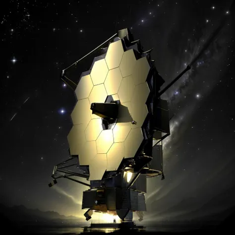 masterpiece, best quality, jwst <lora:jwst-nasa-richy-v1:1>  <lora:DarkIncursioStyle:1> night, (dark environment), outer space, chiaroscuro, floating