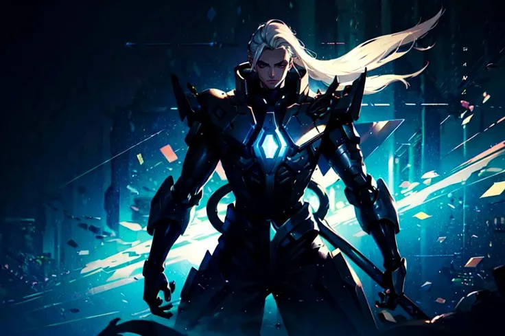 <lora:JW:0.7> starry,strry light,night,colorful,cloud,star \(sky\), <lora:Yuan_Project:0.8> mache,hemet,armor, mecha,, ultra detailed, masterpiece, best quality, aesthetic, detailed,, solo, 1boy, teal eyes, <lora:Tsurime3:1>, (tsurime:1.2), parted bangs, white hair, medium hair, straight hair, shoulder-length hair, male focus,