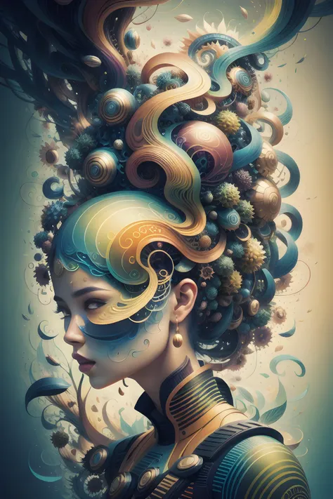 1 woman, gradient color, jungle, dynamic pose, (digital illustration, Duy Huynh ), Jackson Pollock (masterpiece, best quality, beautiful and aesthetic:1.2)