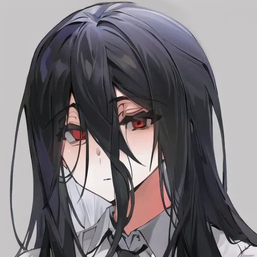((masterpiece)),(best quality), absurdres,sadako_yamamura,red eyes, white dress,<lora:Sadakobest:0.8>, <lora:grayStyle_10:0.9>, portrait, gray background, upperbody,