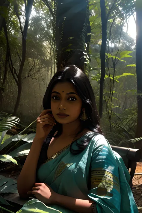 Nandita Mahmood, nanditamahmood, indian actress, singer, woman,  1girl, portrait, 
outdoors, forest, light, shadow, detailed shadow, high quality, absurdres, 
 <lora:Nandita Mahmood:0.6> <lora:lightV1:1>