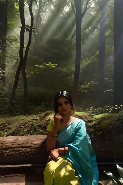 Nandita Mahmood, nanditamahmood, indian actress, singer, woman,  1girl, portrait, 
outdoors, forest, light, shadow, detailed shadow, high quality, absurdres, 
 <lora:Nandita Mahmood:0.6> <lora:lightV1:1>