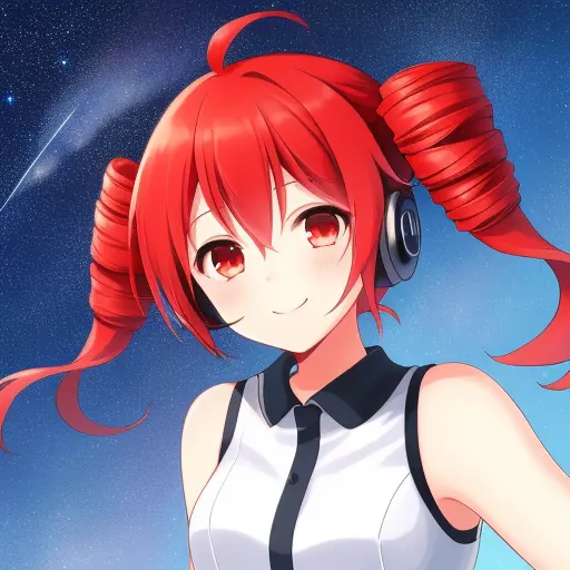 KasaneTeto, (Red hair, high quality), starry sky background, 1girl,