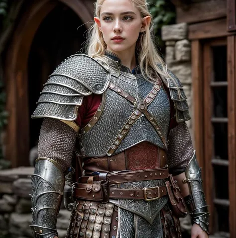 (masterpiece:1.2), (best quality,:1.2), 8k, HDR, ultra detailed, ((photorealistic)), perfect anatomy, professional light, cinematic lighting, fashion photography, ambient lighting,<lora:detail_slider_v4:3>, a male elven warrior, long blonde hair, ((full body shot)), wearing intricate fantasy plate and chainmail armor, MetAr, <lora:MetalArmor-10:0.5>, fantasy picture in the style of Tolkien, Middle Earth, Lord of the Rings, epiCPhoto