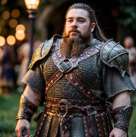 (masterpiece:1.2), (best quality,:1.2), 8k, HDR, ultra detailed, ((photorealistic)), perfect anatomy, professional light, cinematic lighting, fashion photography, ambient lighting,<lora:detail_slider_v4:3>, a male dwarf warrior, long beard, ((full body shot)), wearing intricate fantasy plate and chainmail armor, MetAr, <lora:MetalArmor-10:0.5>, fantasy picture in the style of Tolkien, Middle Earth, Lord of the Rings, epiCPhoto