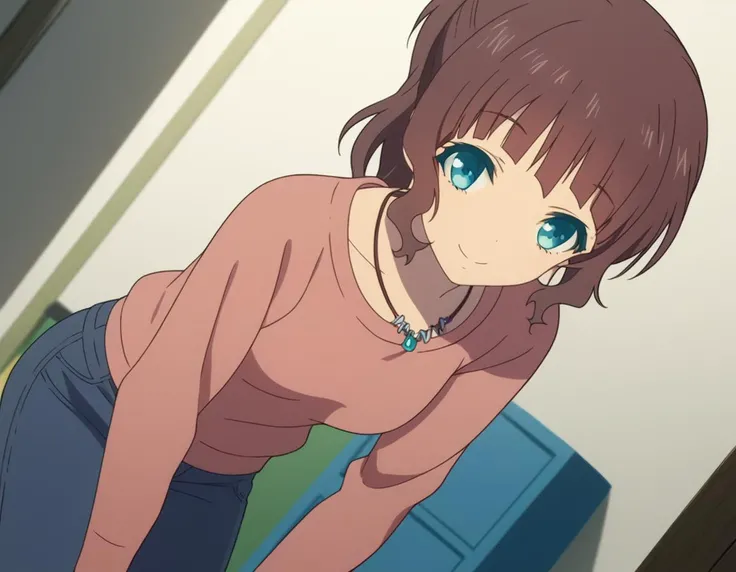 score_9, score_8_up, score_7_up, source_anime,
akarisakishima, <lora:akari-sakishima-s1-ponyxl-lora-nochekaiser:1>,
akari sakishima, short hair, blue eyes, brown hair, ponytail,
jewelry, pants, necklace, denim, collarbone, long sleeves,
indoors, bent over, smile,
looking at viewer, cowboy shot, dutch angle, solo,