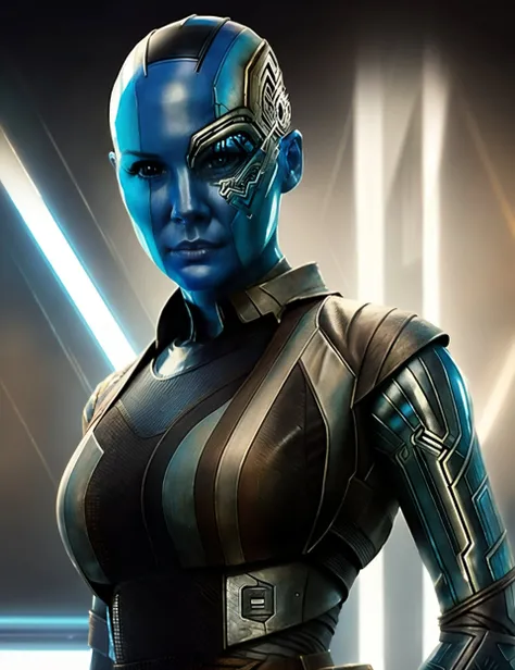 a cyborg woman, posing, by conor harrington <lora:Nebula:1>, (dark shot:1.1), epic realistic, {promt}, faded, (neutral colors:1.2), (hdr:1.4), (muted colors:1.2), hyperdetailed, (artstation:1.4), cinematic, warm lights, dramatic light, (intricate details:1.1), complex background, (rutkowski:0.66), (teal and orange:0.4)