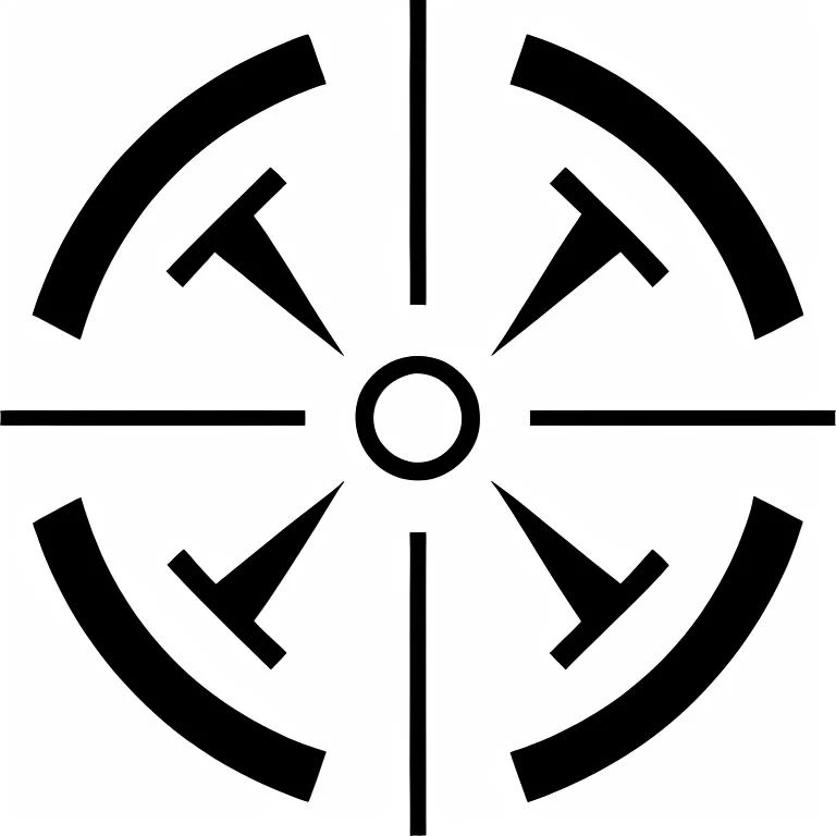 nvjobaim, complex modern sight with arrows, a complex crosshaired with circle with a circular, crosshair, aim, white background, intricate, complicated, black and white