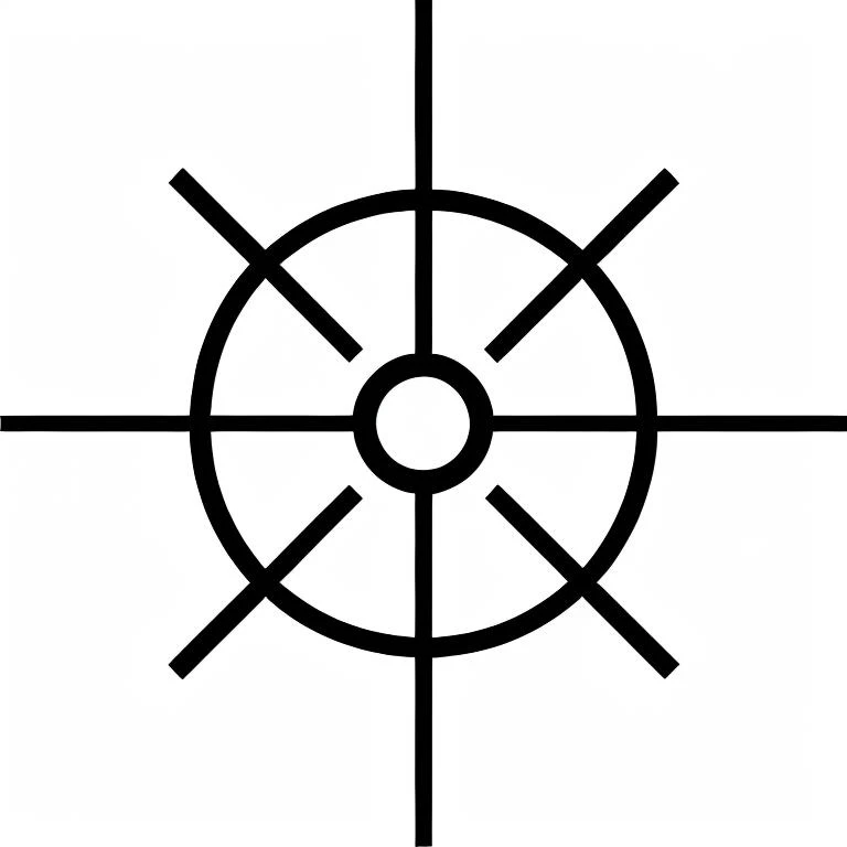 nvjobaim, a crosshaired with circle with a circular, crosshair, aim, white background, intricate, complicated, black and white