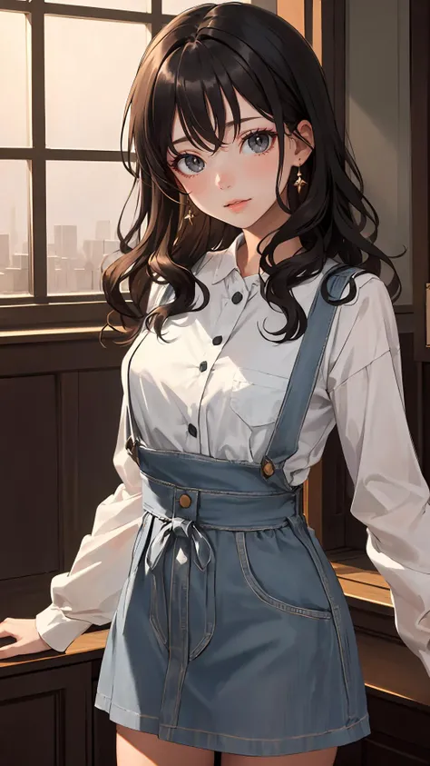 (masterpiece, best quality:1.2), looking at viewer, wavy hair, (bright skin:1.2), {indoors|outdoors}, {day|night}, {upper body|cowboy shot|full body}, grey eyes,
black hair,