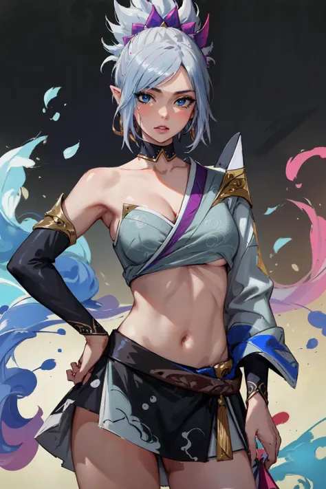 (masterpiece, best quality), intricate details, 8k, artstation, wallpaper, official art, splash art, sharp focus,
1girl, solo, <lora:riven_spirit_blossom:0.8> spirit blossom riven, white,
<lora:cropped-fc-v2:0.8> cropped-fc, underboob,