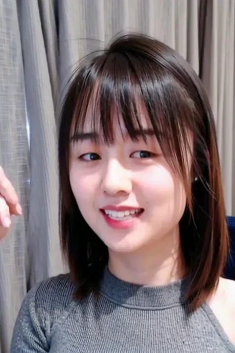 best quality, ultra high res, (photorealistic:1.4), <lora:ZhanYing:1>, (closed mouth), smile