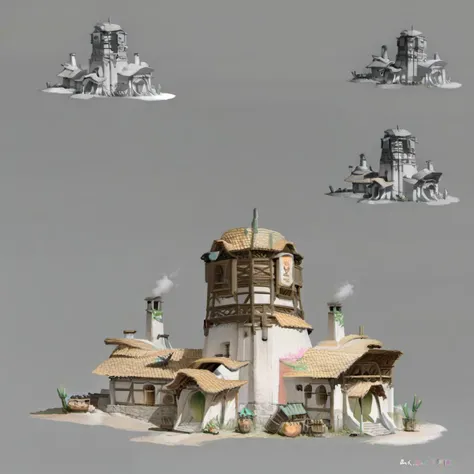 no humans, white background, house, house concept art, no humans,<lora:changjingyuanhua:1>,
