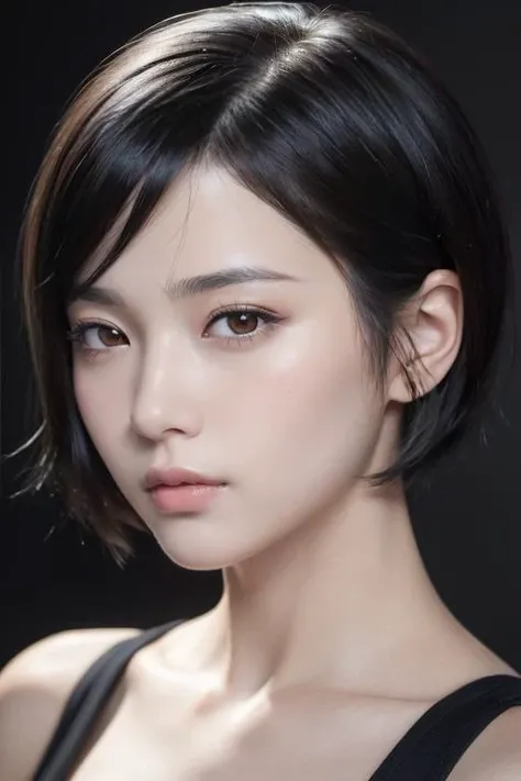 (masterpiece:1.3), (8k, photorealistic, RAW photo, best quality: 1.4), japanese, (1girl), beautiful face, (realistic face), (black hair, short hair:1.3), beautiful hairstyle, realistic eyes, beautiful detailed eyes, (realistic skin), beautiful skin, attractive, ultra high res, ultra realistic, highly detailed, golden ratio,