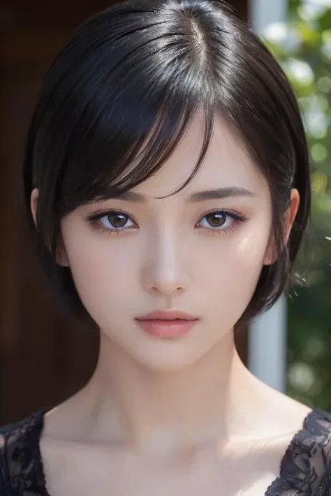 (masterpiece:1.3), (8k, photorealistic, RAW photo, best quality: 1.4), japanese, (1girl), beautiful face, (realistic face), (black hair, short hair:1.3), beautiful hairstyle, realistic eyes, beautiful detailed eyes, (realistic skin), beautiful skin, attractive, ultra high res, ultra realistic, highly detailed, golden ratio,