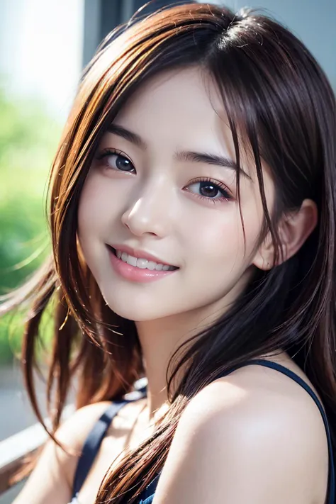 (4k, RAW photo, best quality, masterpiece:1.2), ultra high res, (photo realistic:1.2), High detail RAW color photo, professional photograph, (realistic, photo realistic:1.4), ((best quality)),(japanese anime style:1.2), 1 girl,smile.<lora:flat2:-0.3>