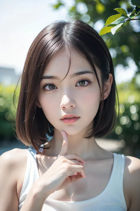 Ins from France, medium (chin-length:1.2) wavy [black:.3] hair, (4k, RAW photo, best quality, masterpiece:1.2), ultra high res, (photo realistic:1.2), High detail RAW color photo, professional photograph,  (realistic, photo realistic:1.4), ((best quality)),japanese girl,reaching out,face focus