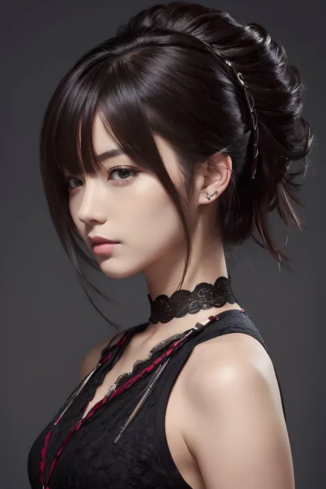 medium (chin-length:1.2) mohawk-style hair, masterpiece, best quality, highres,8k, portrait,japanese girl,