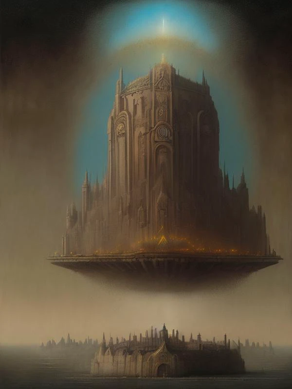 a black and white illustration of a tower of babel with people around it by Gustave Dor