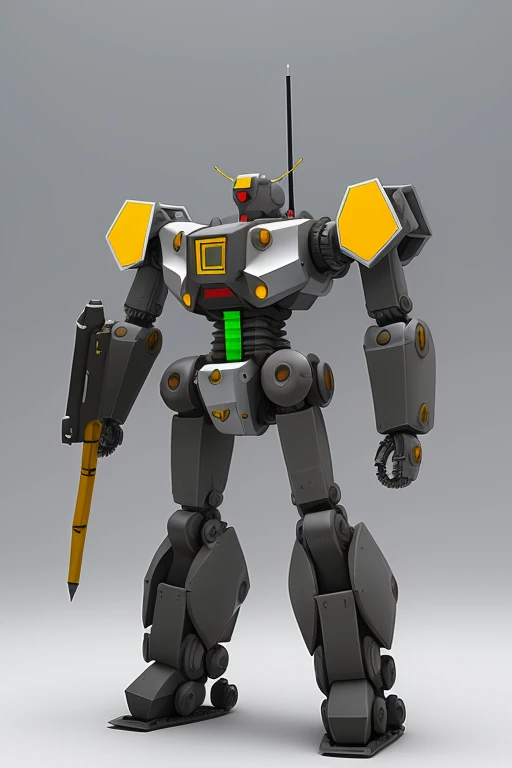 mech robot with hexagonal weapons for war