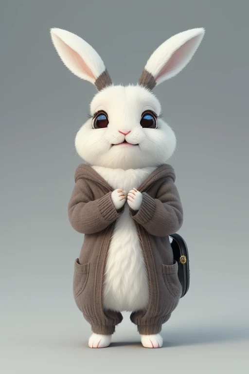 Cute adorable little bunny waving and smiling greeting me, unreal engine, cozy interior lighting, art station, detailed digital painting, cinematic, character design by mark ryden and pixar and hayao miyazaki, unreal 5, daz, hyper realistic, octane render