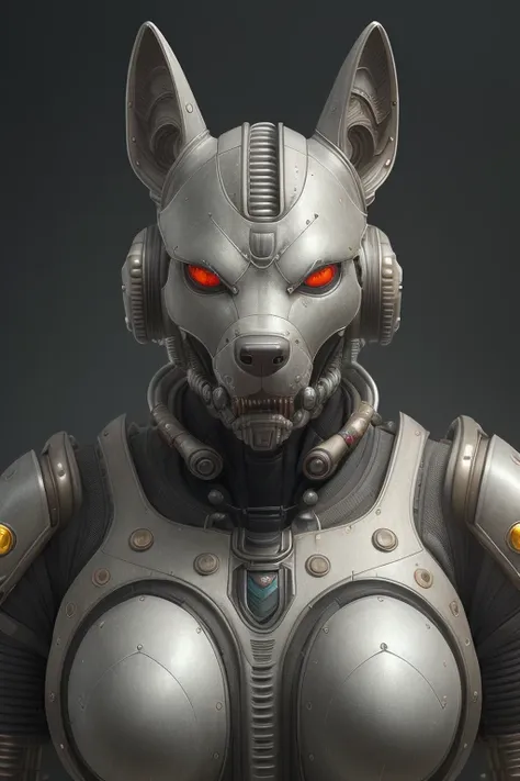 Portrait painting of a cybernetic grey werewolf with power armor, ultra realistic, concept art, intricate details, eerie, highly detailed, photorealistic, octane render, 8 k, unreal engine. art by artgerm and greg rutkowski and alphonse mucha